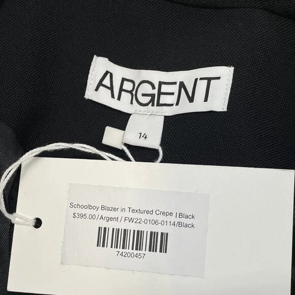 Argent Women's Schoolboy Textured Crepe Blazer – Size 14 – Black - Picture 6 of 6